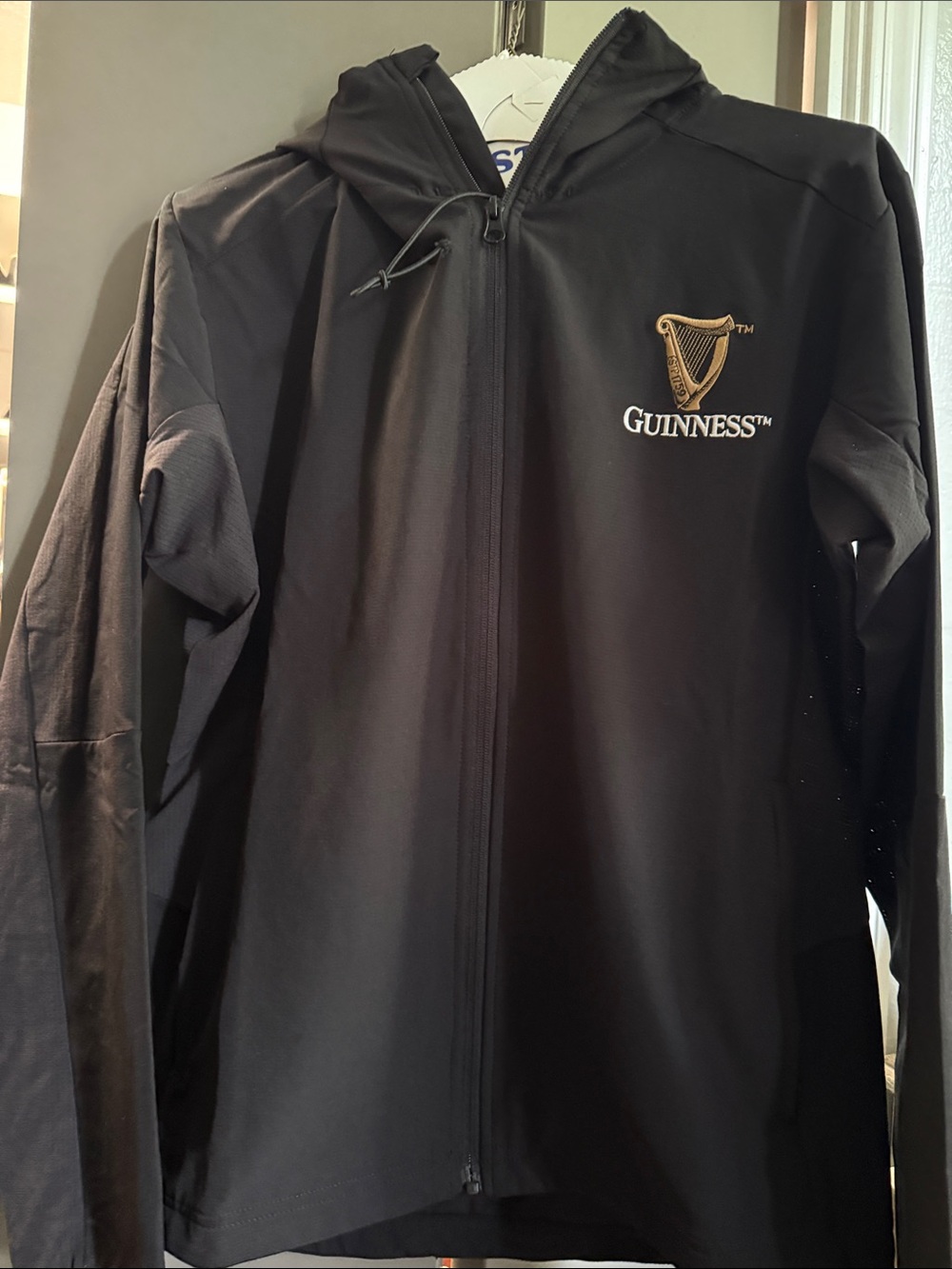 Guinness Black Lightweight Hooded Zip Jacket with Gold Logo